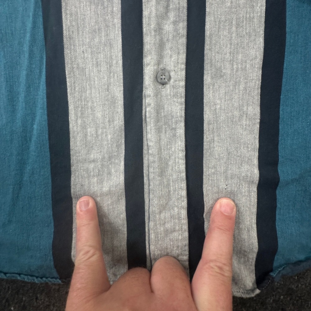 Vintage Roper Rodeo Blue Western Shirt Mens L Striped Button Up Cowboy 90s rodeo - Picture 8 of 10